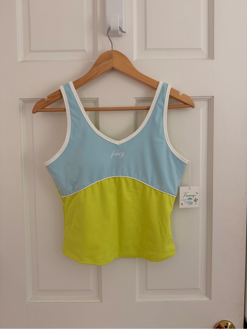 Fancy Two-Tone Tank Top in Sky Blue & Lime